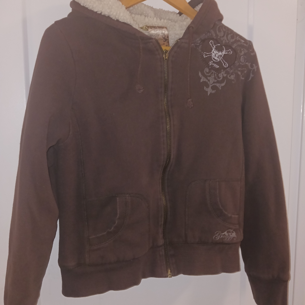Cozy Brown Women's Sweater with Embroidered Detail